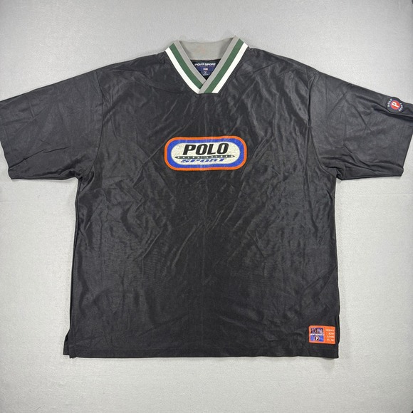 Polo Sport Ralph Lauren Other - Vintage 90s Polo Sport Ralph Lauren Jersey Men 2XL Black V-Neck Nylon Rare USA